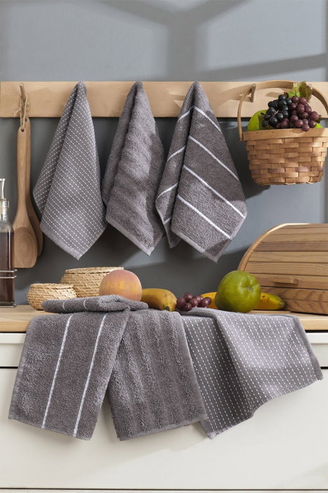 Aucune Juego de 6 toallas de baño - 30 x 50 cm - Gris antracita Aucune Juego de 6 toallas de baño - 30 x 50 cm - Gris antracita